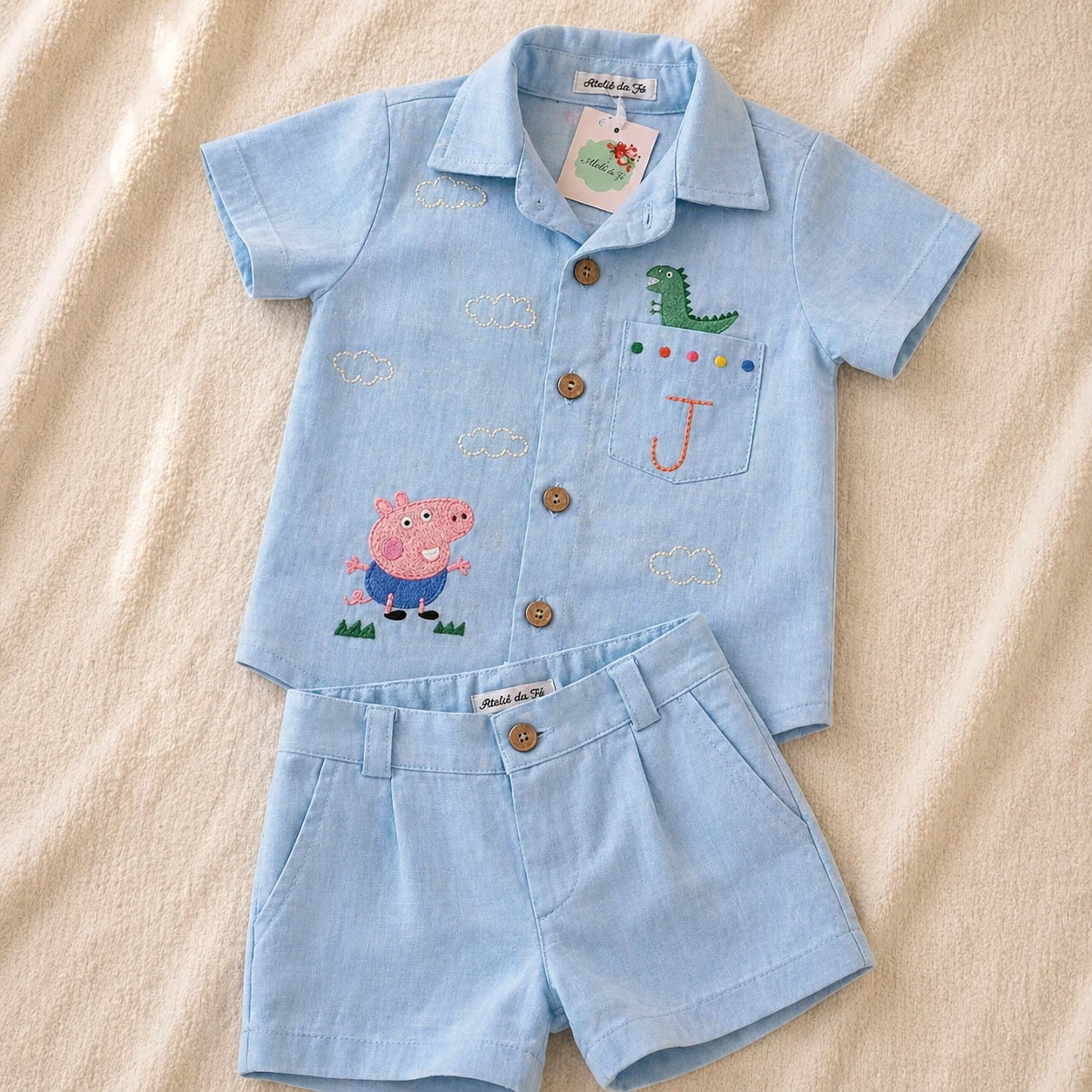 Conjunto Social infantil tema Peppa Pig em paleta rosa pálido